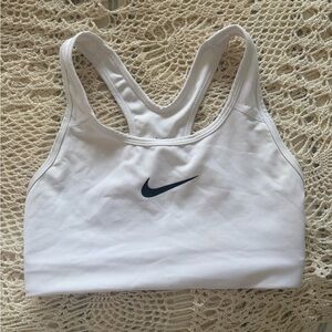 Nike Women's White Sports Bra with Black Logo